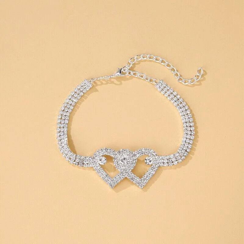 Crystal Heart Anklet - Love and Sparkle