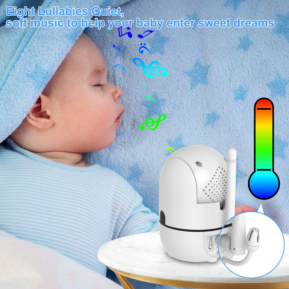 3.2 Inch Video Baby Monitor with Remote Pan-Tilt-Zoom Camera, Night Vision, 2-Way Talk, Temperature Sensor