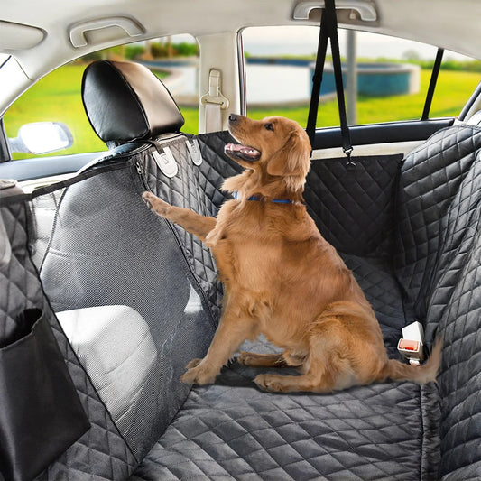 Deluxe Dog Rear Car Seat Cover with Free Seat Belt Strap