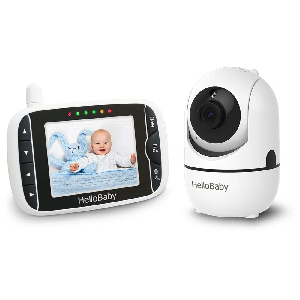 3.2 Inch Video Baby Monitor with Remote Pan-Tilt-Zoom Camera, Night Vision, 2-Way Talk, Temperature Sensor