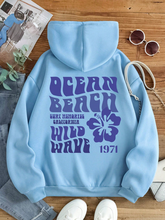 Ezwear Floral & Slogan Graphic Hoodie