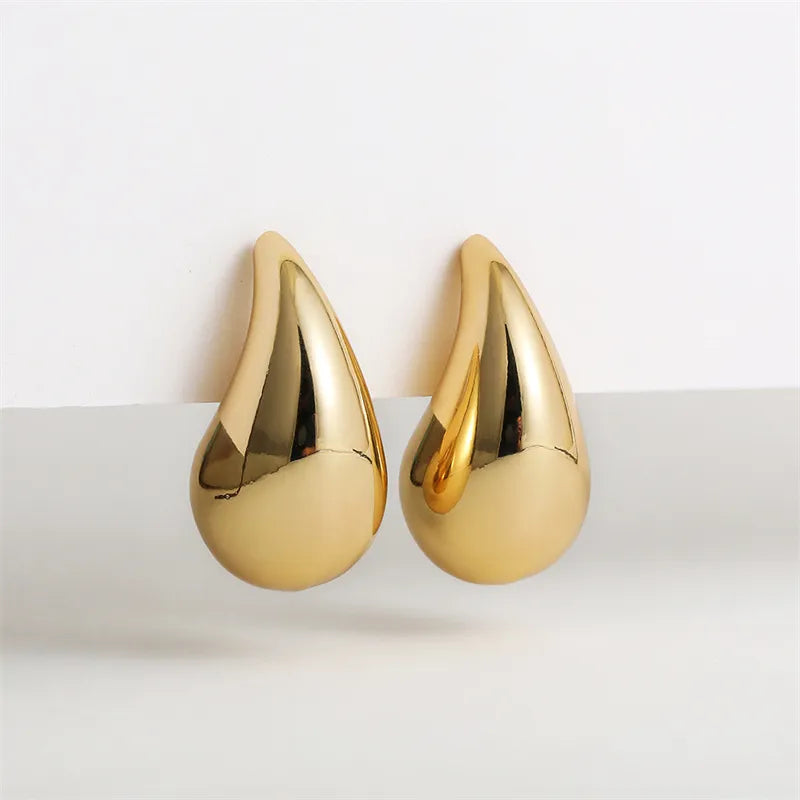 Gold Plated Chunky Dome Drop Earrings: Vintage Glamour, Lightweight Comfort