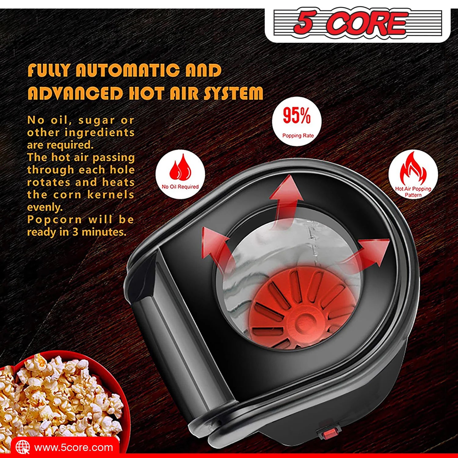 Electric Hot Air Popcorn Maker