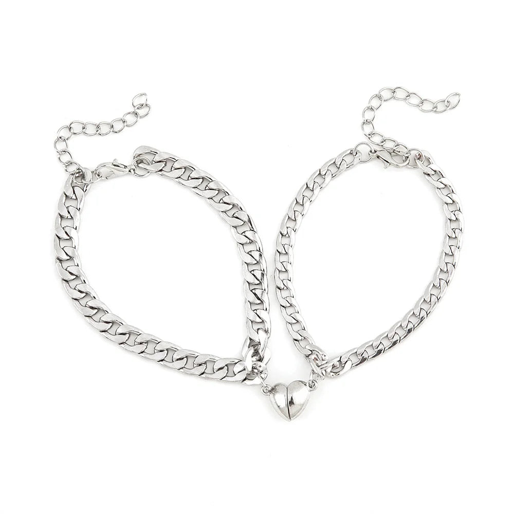 Heart-Shaped Magnet Couple Bracelet