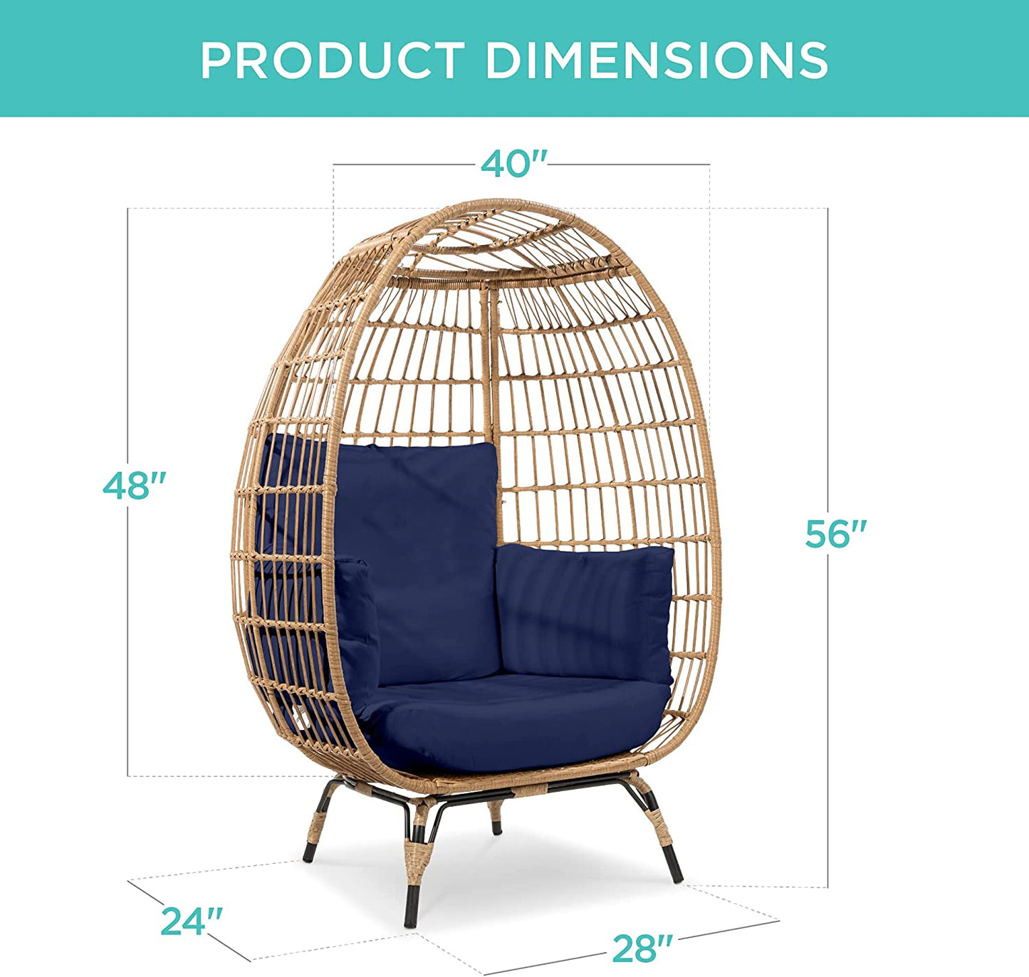 Wicker Egg Chair with Cushions, Indoor/Outdoor Lounger