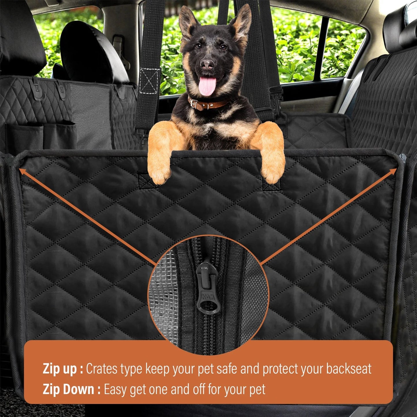 Deluxe Dog Rear Car Seat Cover with Free Seat Belt Strap