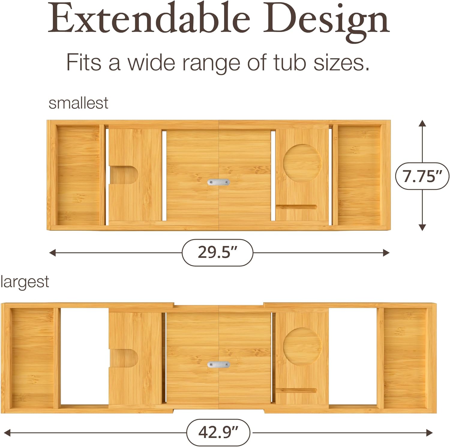 Bamboo Spa Caddy with Extendable Sides