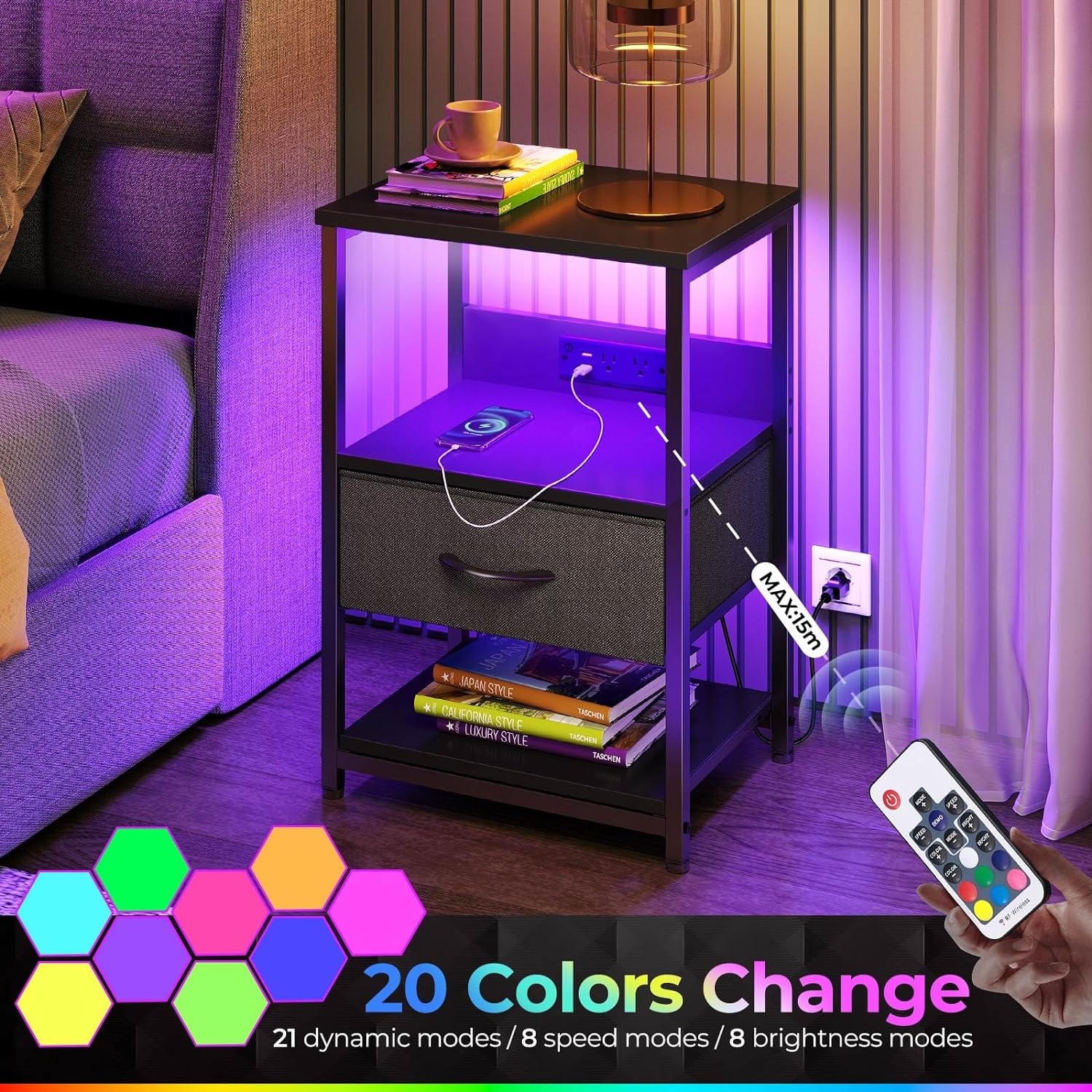 Charged Glow Bedside Table