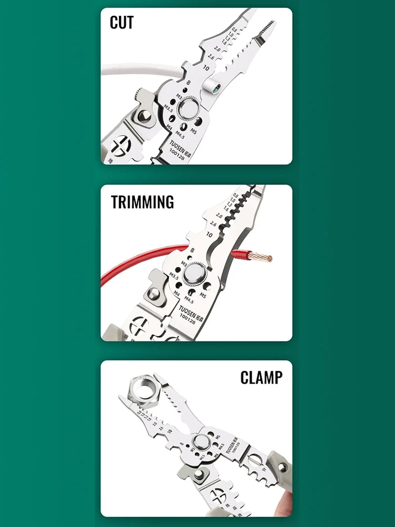 Multi-Function Wire Tool: Cutter, Stripper, Crimper