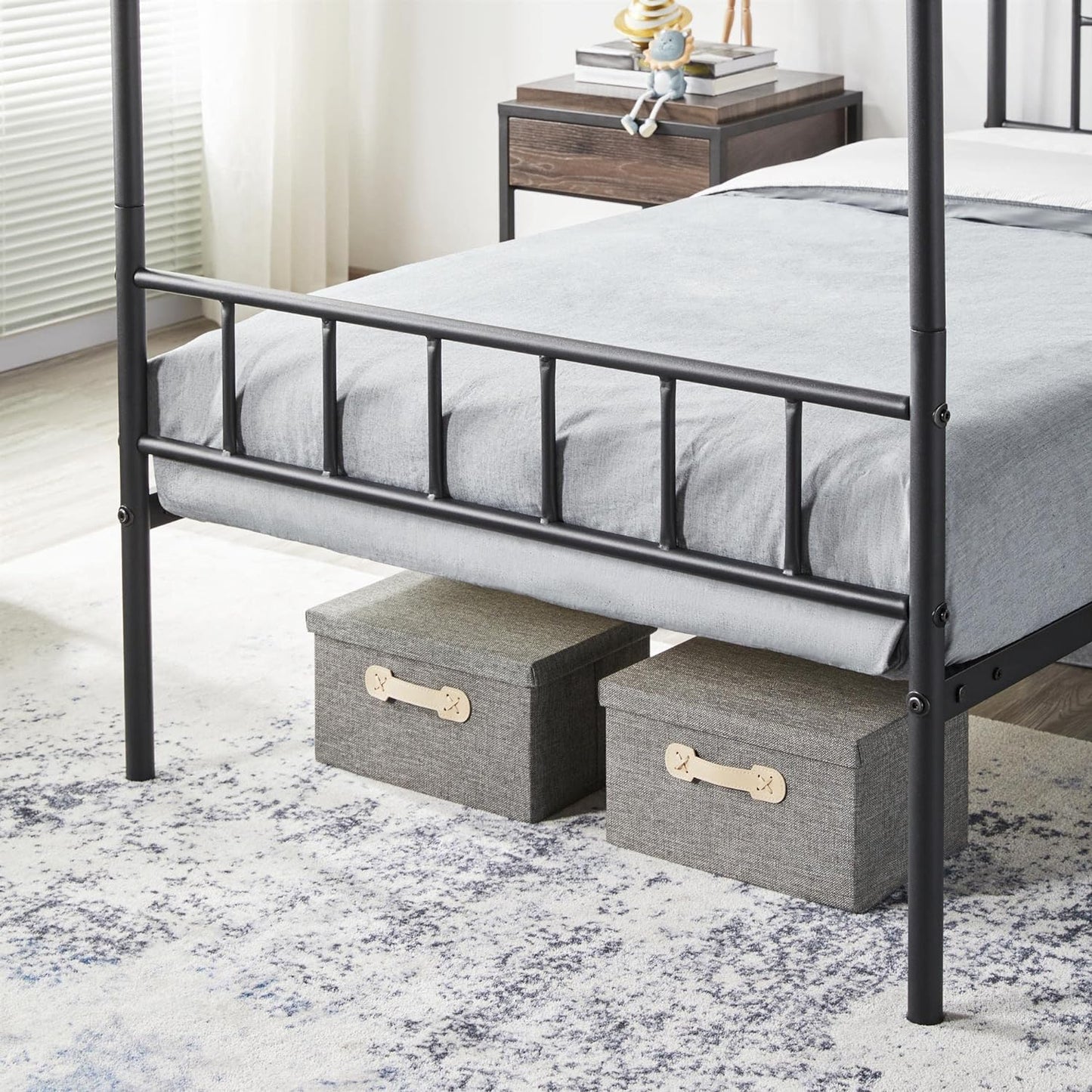 Canopy Bed Frame with Headboard and Footboard - Sturdy Slatted Structure