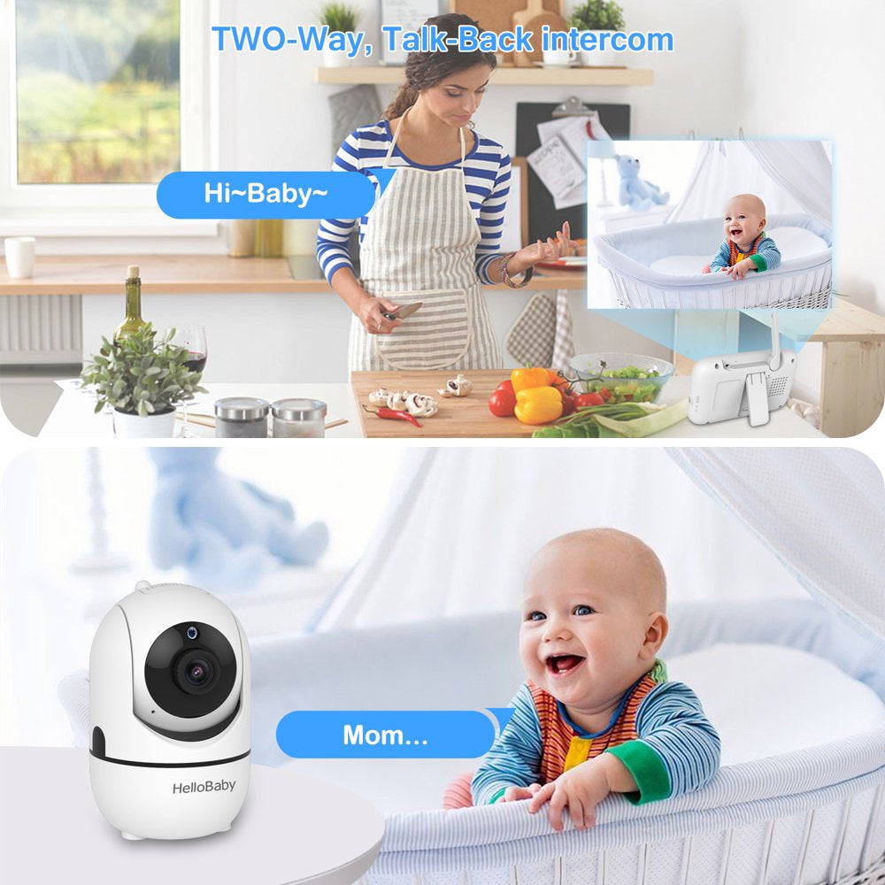 3.2 Inch Video Baby Monitor with Remote Pan-Tilt-Zoom Camera, Night Vision, 2-Way Talk, Temperature Sensor