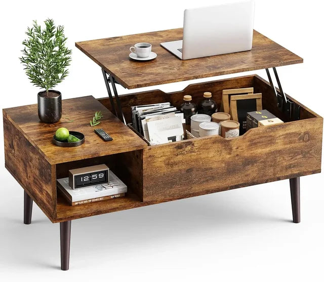 Modern Lift-Top Coffee Table with Storage Shelf