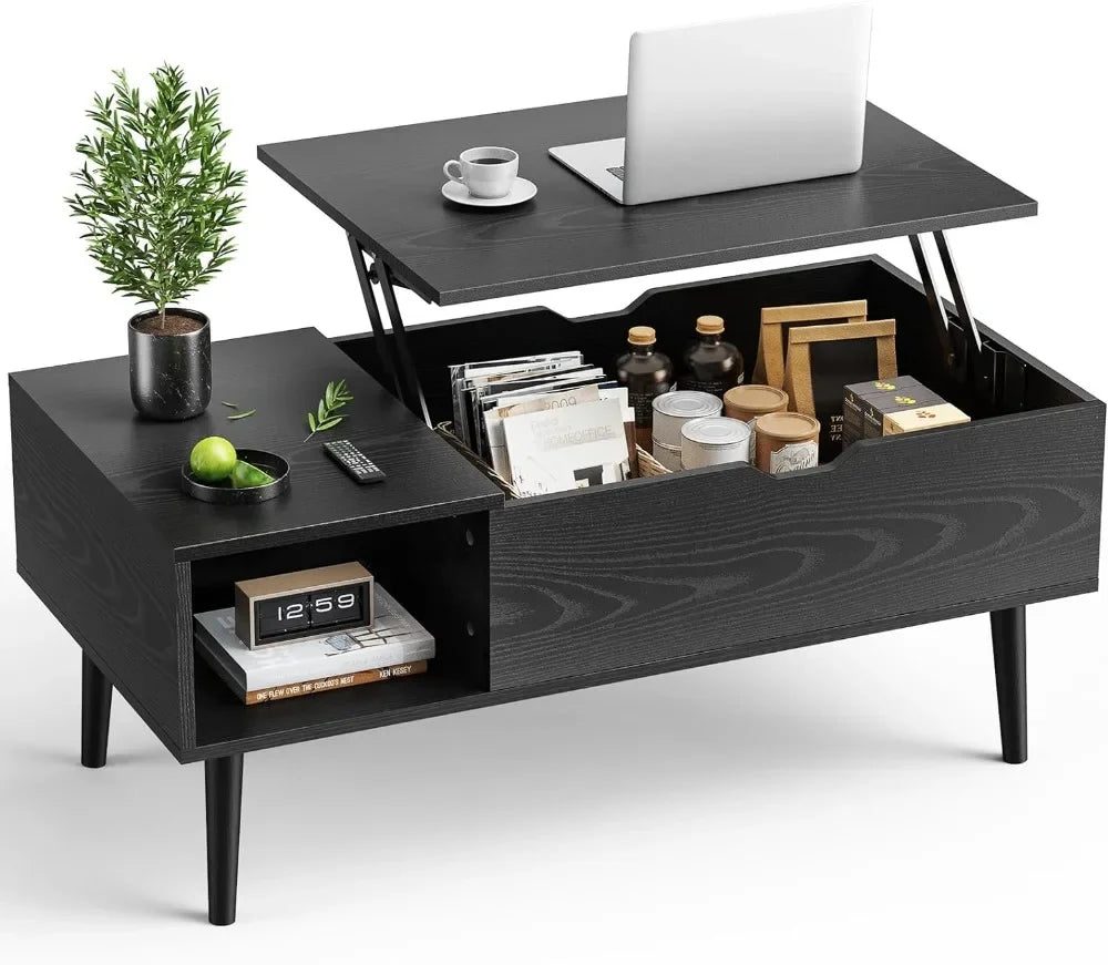 Modern Lift-Top Coffee Table with Storage Shelf