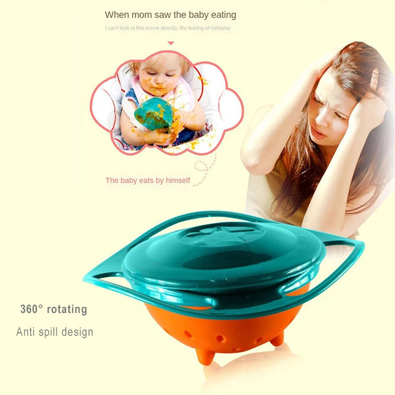 360° Spill-Proof Gyro Bowl: Innovative Baby Feeding & Training Toy