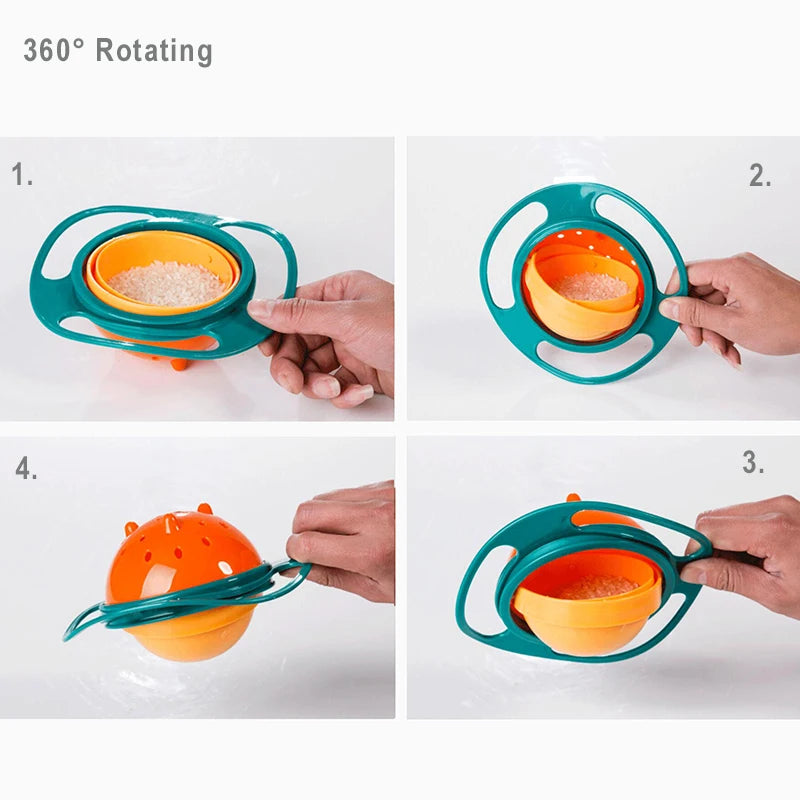 360° Spill-Proof Gyro Bowl: Innovative Baby Feeding & Training Toy