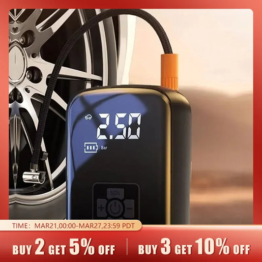 Portable Wireless Tire Inflator: Auto & Multi-Purpose Pump for Car, Motorcycle, Bicycle, and More!