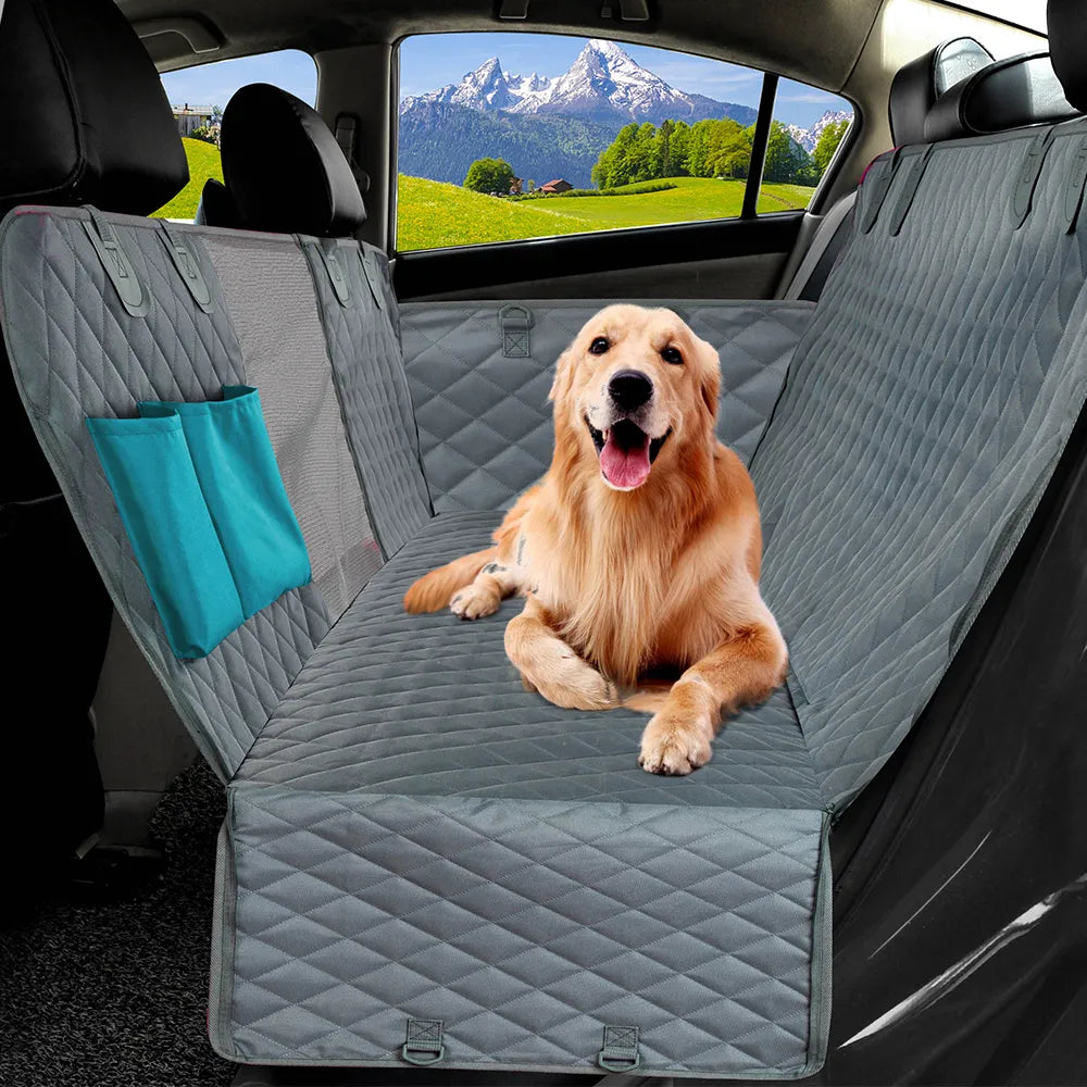 Deluxe Dog Rear Car Seat Cover with Free Seat Belt Strap