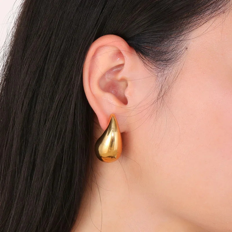 Gold Plated Chunky Dome Drop Earrings: Vintage Glamour, Lightweight Comfort