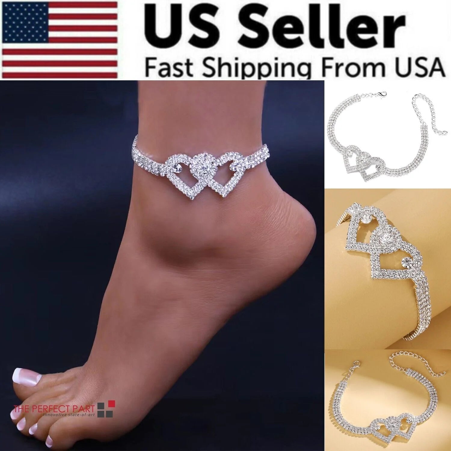 Crystal Heart Anklet - Love and Sparkle