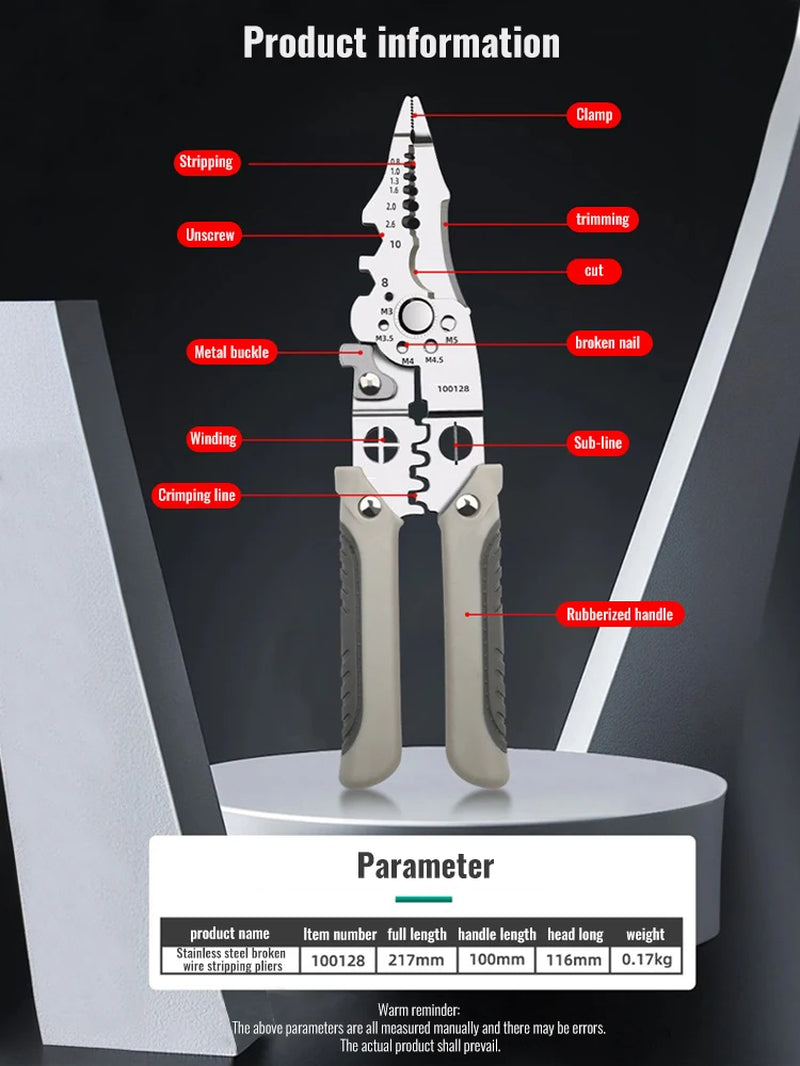 Multi-Function Wire Tool: Cutter, Stripper, Crimper