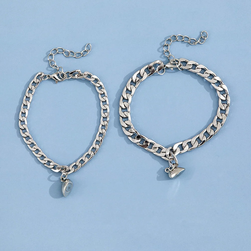 Heart-Shaped Magnet Couple Bracelet