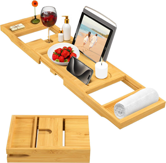 Bamboo Spa Caddy with Extendable Sides