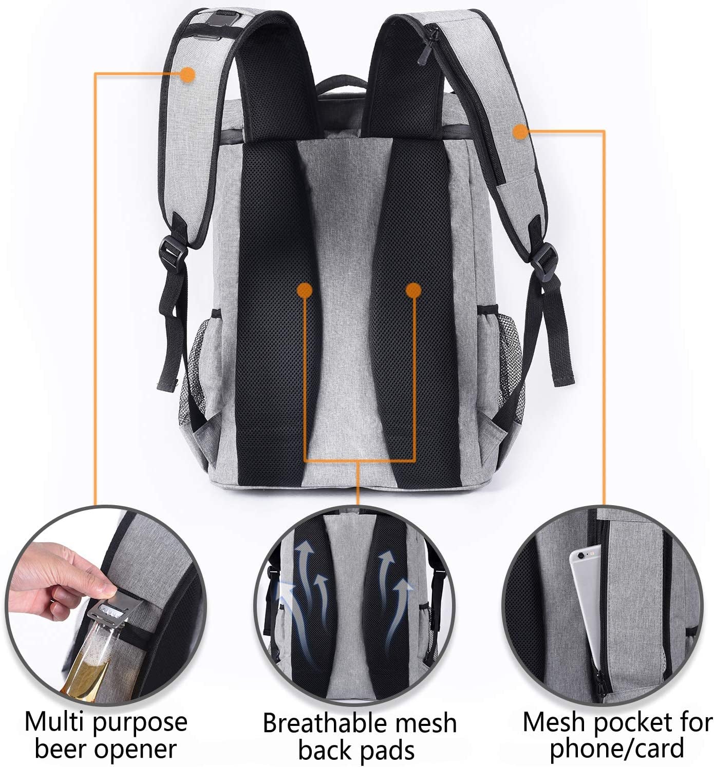 Leakproof Insulated Backpack Cooler Bag - 30 Can Capacity