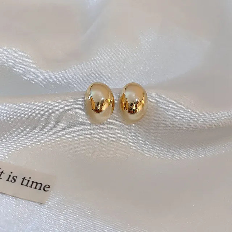 Gold Plated Chunky Dome Drop Earrings: Vintage Glamour, Lightweight Comfort