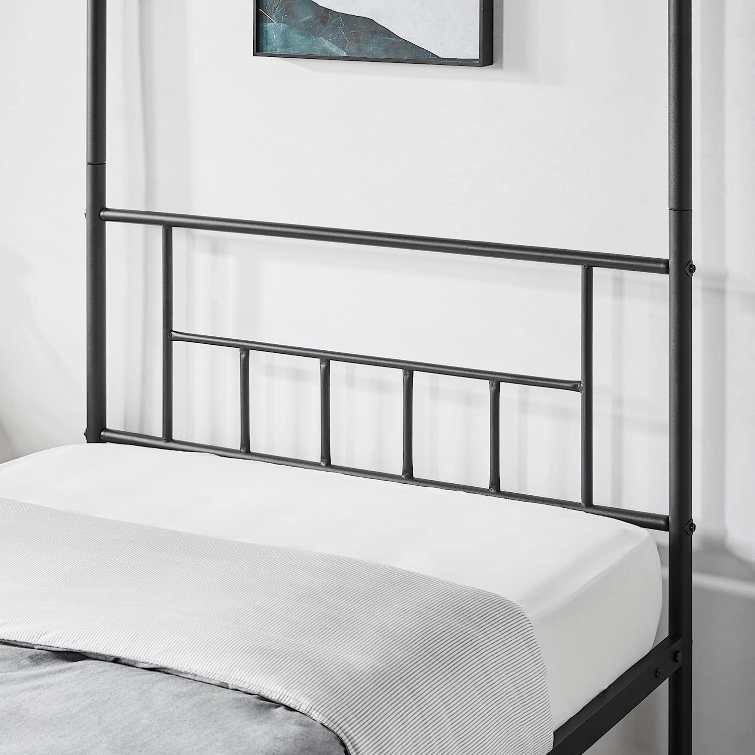 Canopy Bed Frame with Headboard and Footboard - Sturdy Slatted Structure