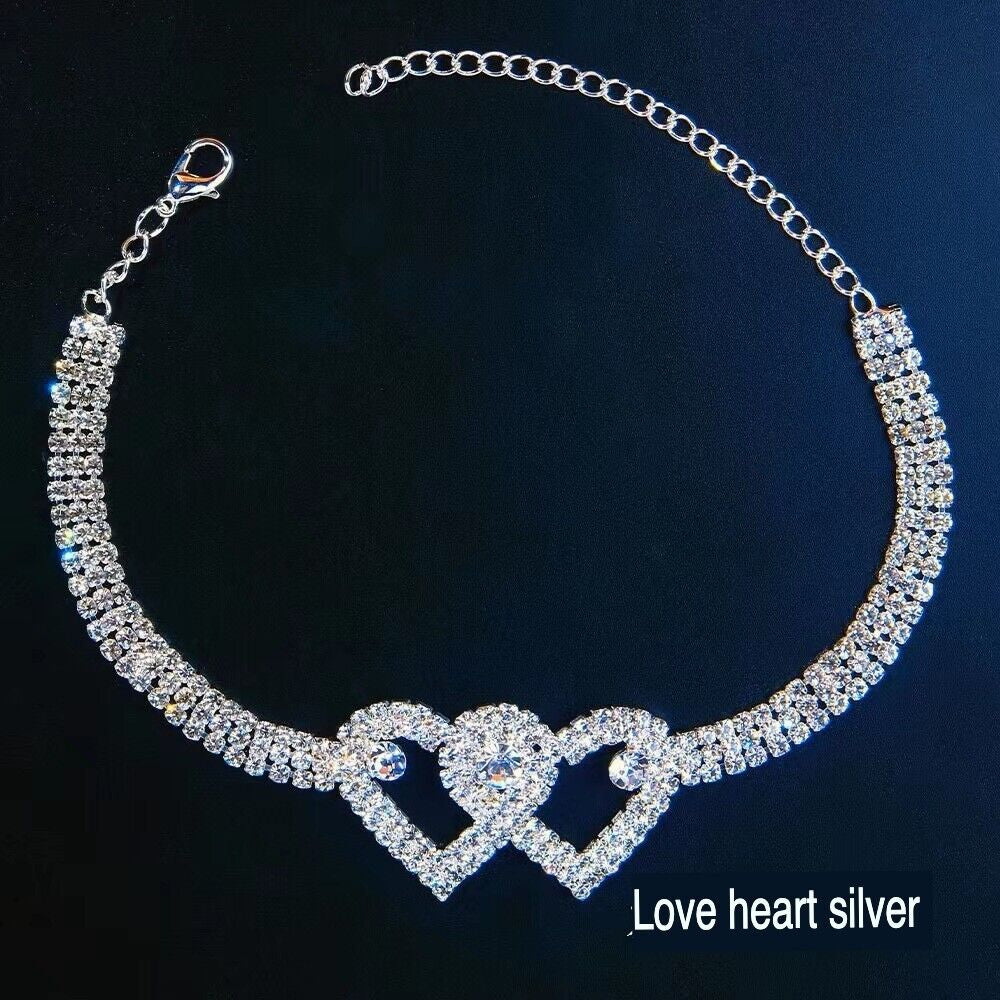 Crystal Heart Anklet - Love and Sparkle